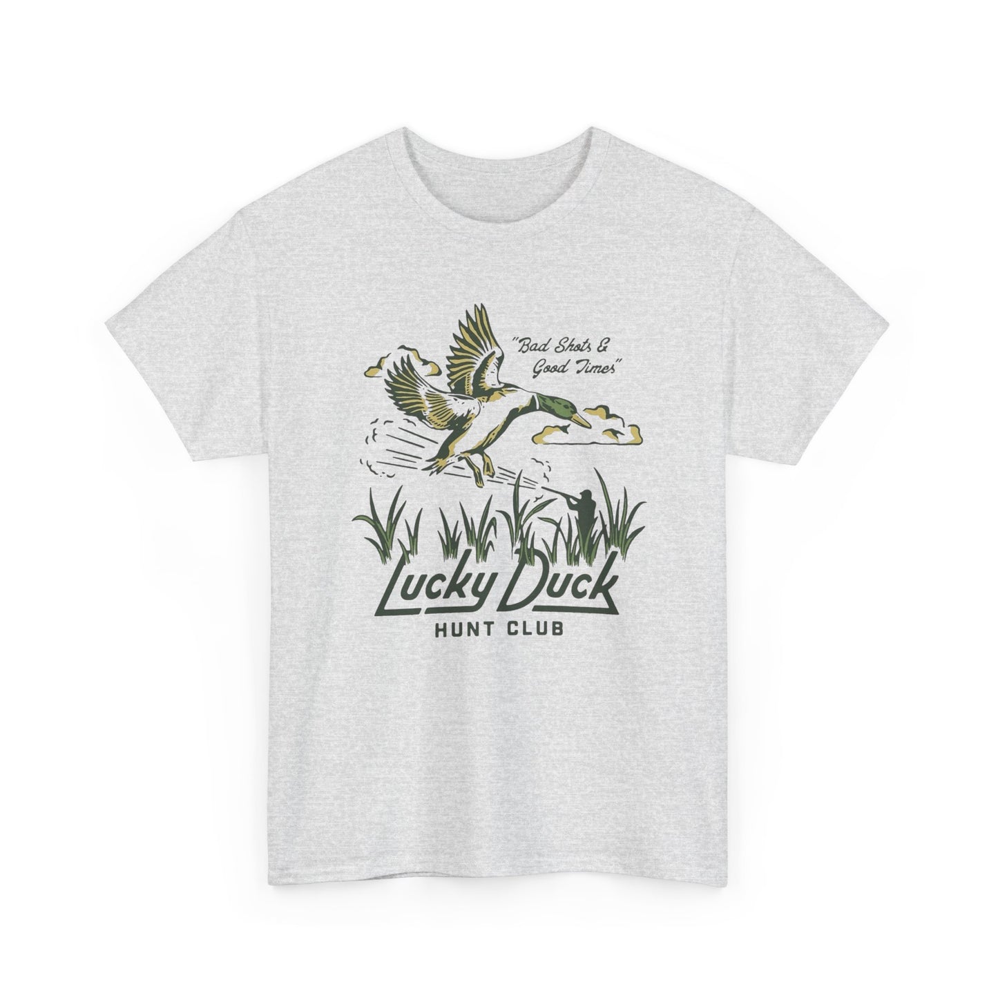 Lucky Duck Hunting Club Graphic T Shirt Unisex Heavy Cotton Tee