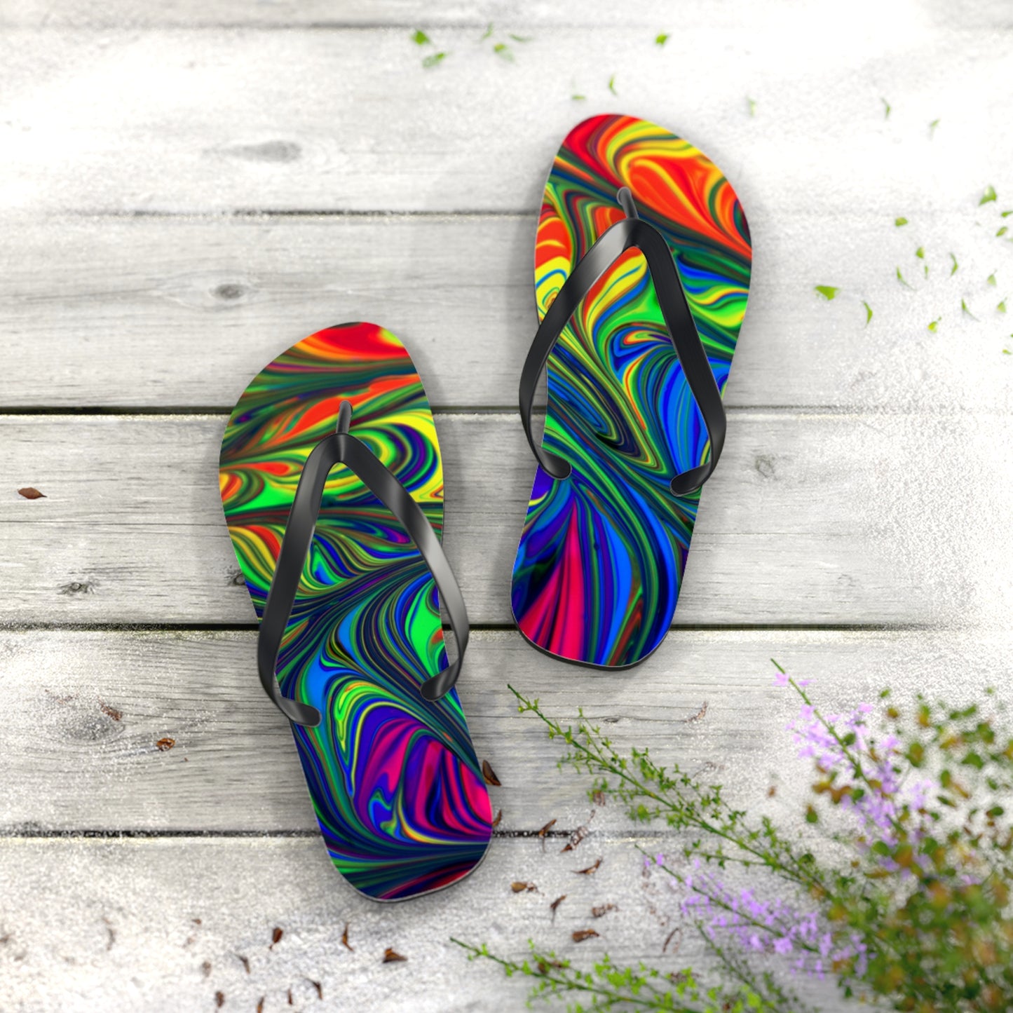Marble Rainbow Design Flip Flops, Sandals Slides, Summer Footwear, Brand New