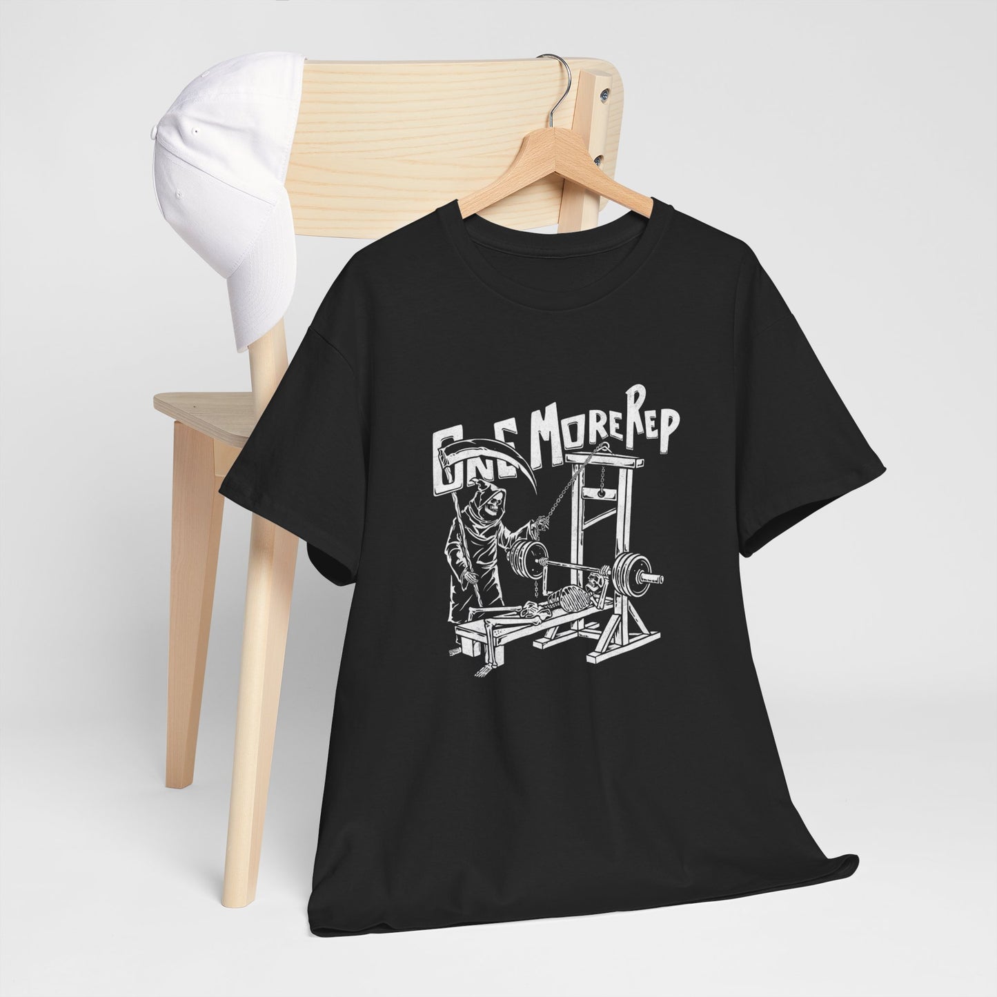Grim Reaper One More Rep GYM Gear Graphic T Shirt Unisex Heavy Cotton Tee