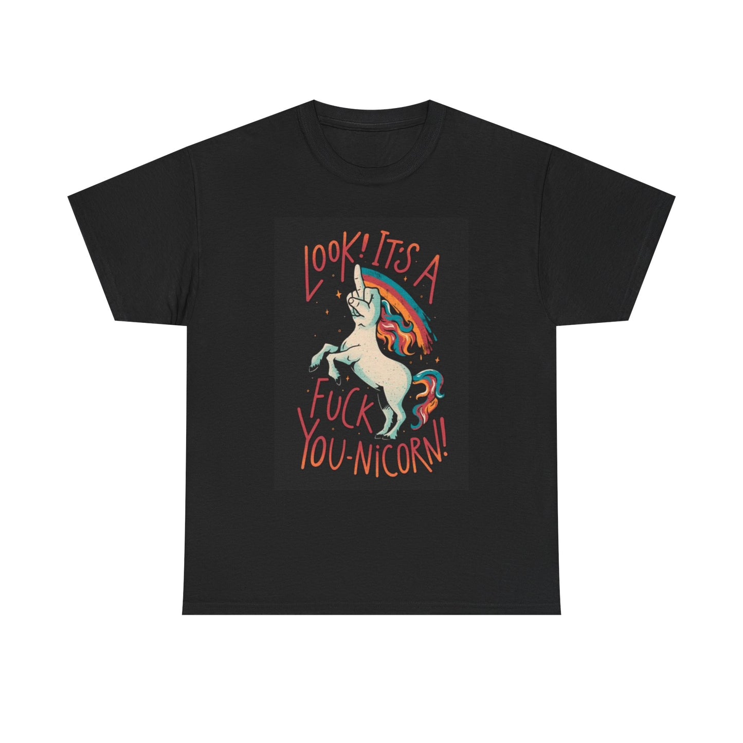 Middle Finger Unicorn Graphic T Shirt Funny Rainbow Jokes Unisex Cotton Tee