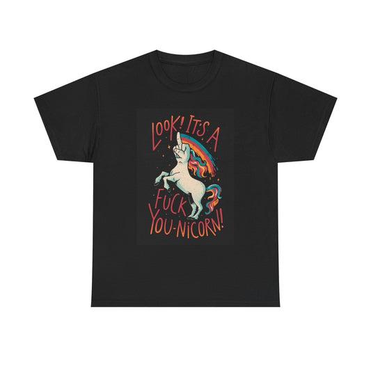 Middle Finger Unicorn Graphic T Shirt Funny Rainbow Jokes Unisex Cotton Tee