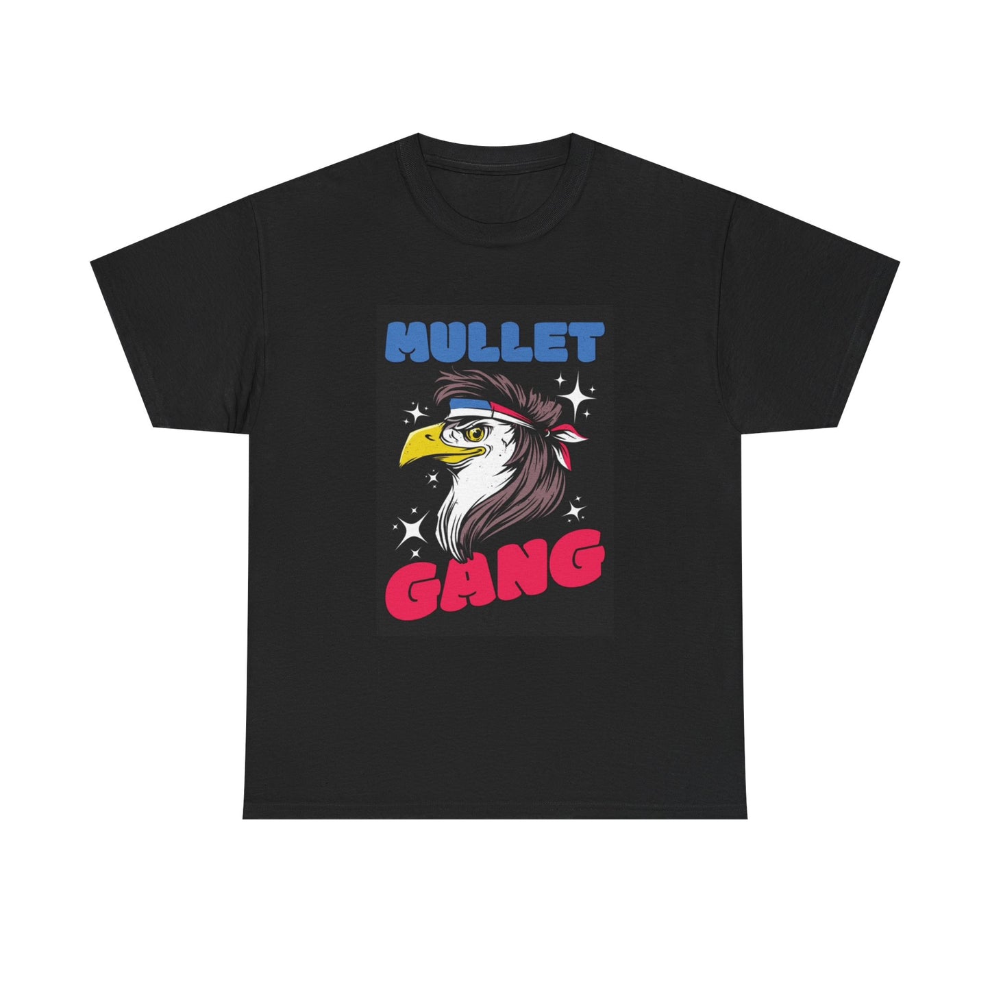 Mullet Gang Tshirt Funny Bald Eagle American Flag Unisex Heavy Cotton Tee