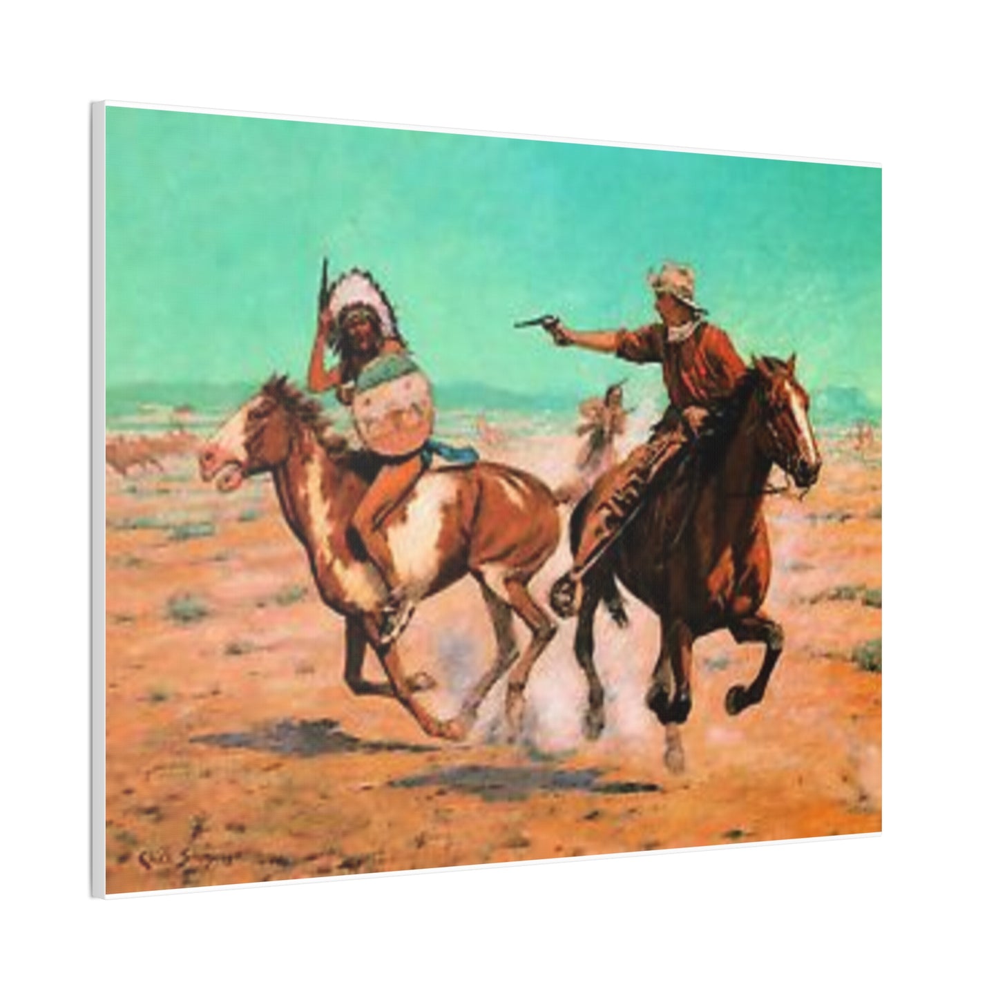 Cowboys And Indians Western AMERICA USA New Print Canvas Stretched, 0.75"