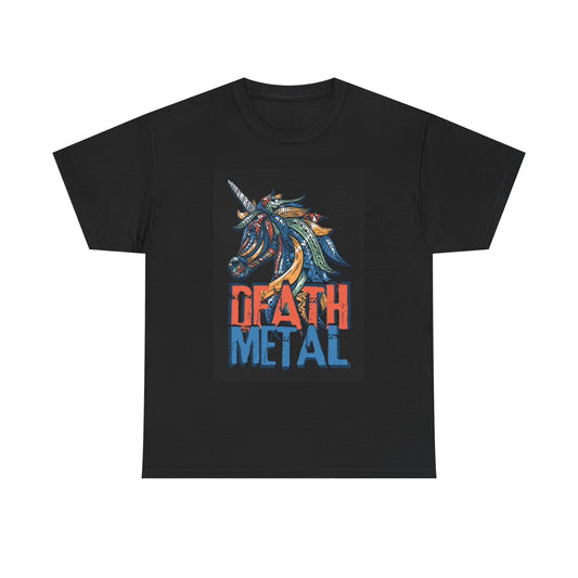 Death Metal Unicorn Graphic T Shirt Retro Funny Gift Unisex Heavy Cotton Tee
