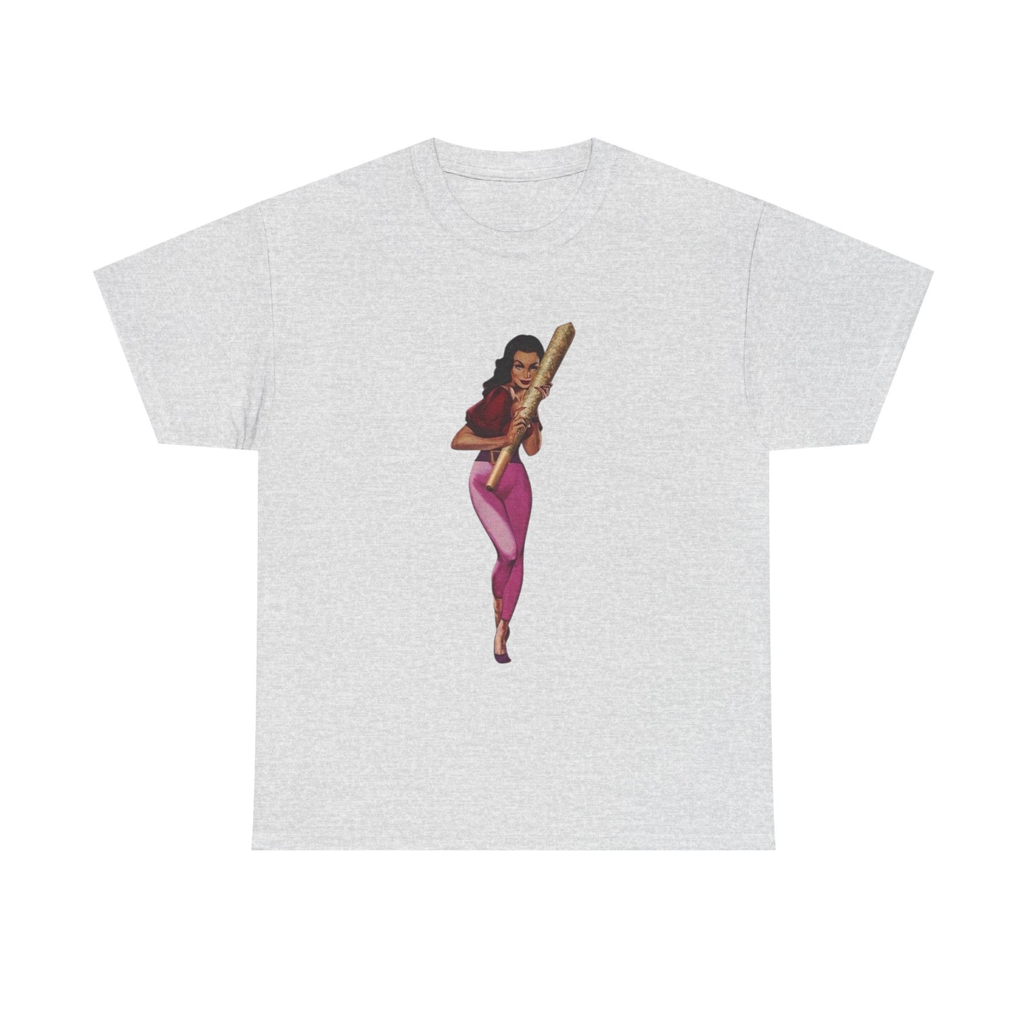 Weed Joint Hugs Vintage Pinup Graphic T-Shirt Womens Comfy Cotton Tee NEW