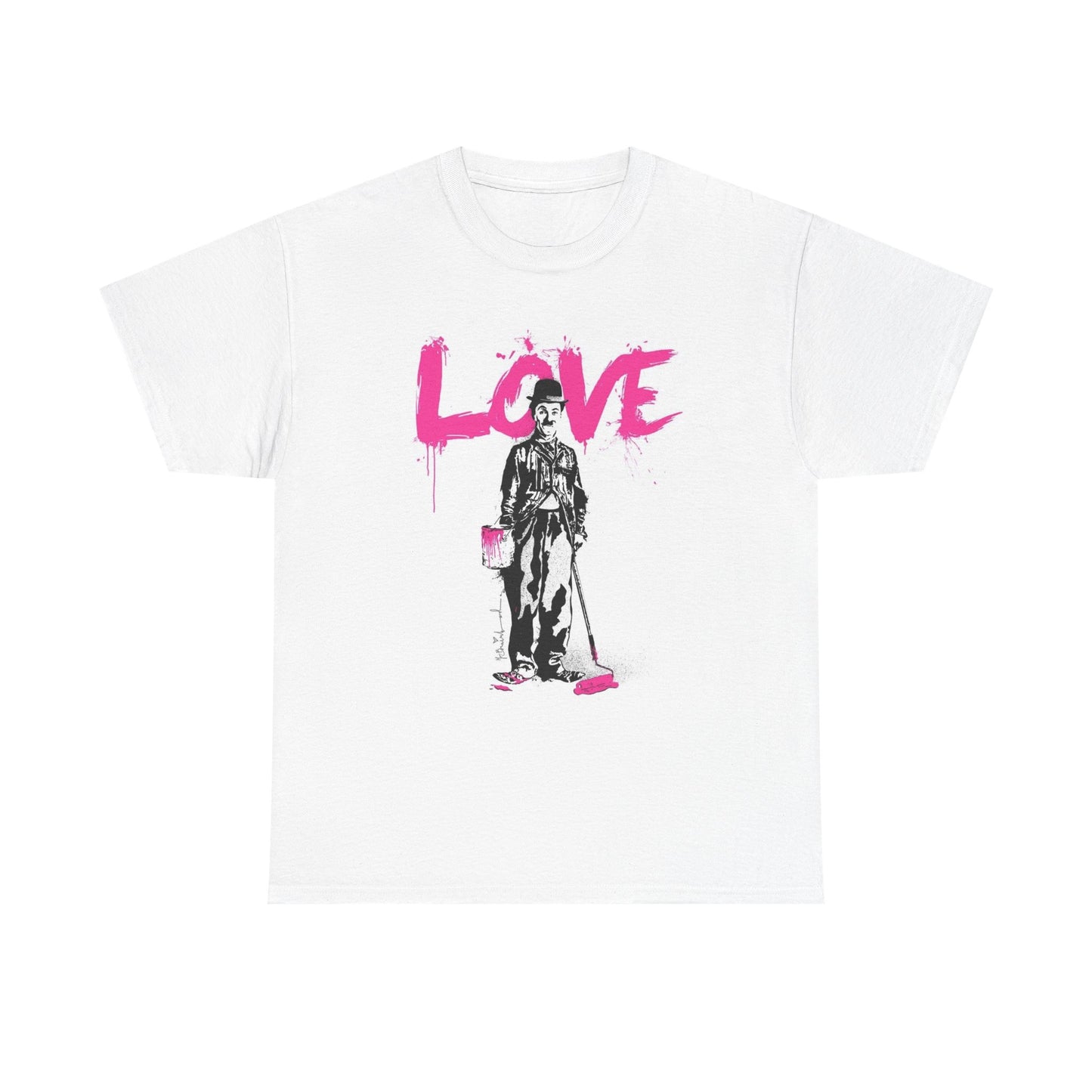 Charlie Chaplin Love Painting Graphic T Shirt Brand New Cotton Tee