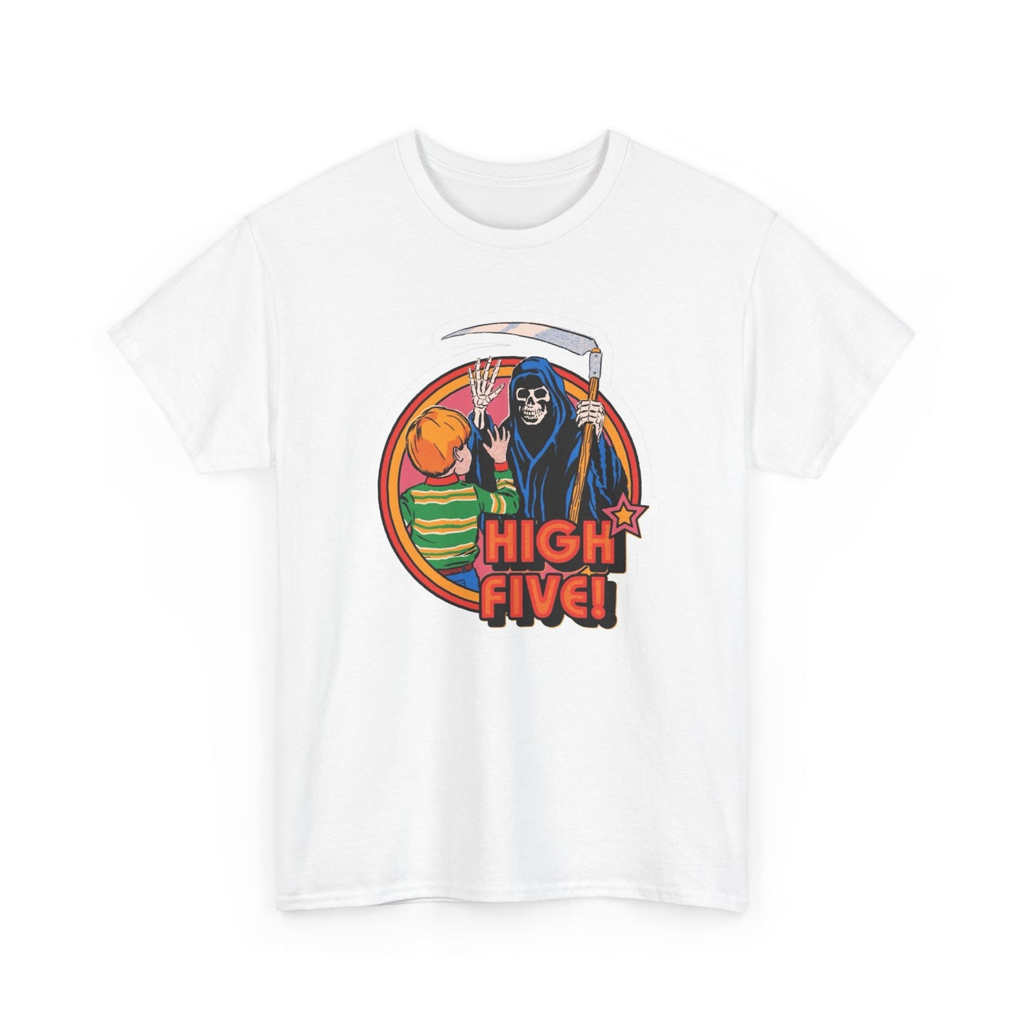 High Five Grim Reaper Graphic T Shirt NEW Unisex Heavy Cotton Tee