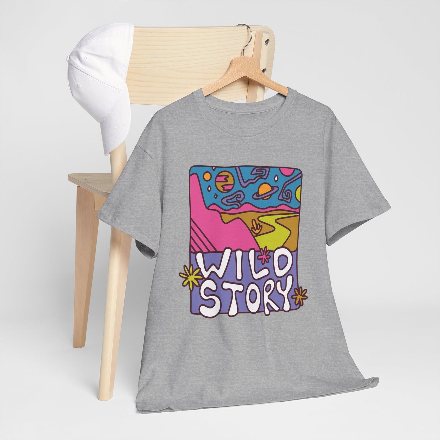 Wild Story Retro Trippy Graphic T Shirt Heavy Cotton Tee NEW ADULT UNISEX