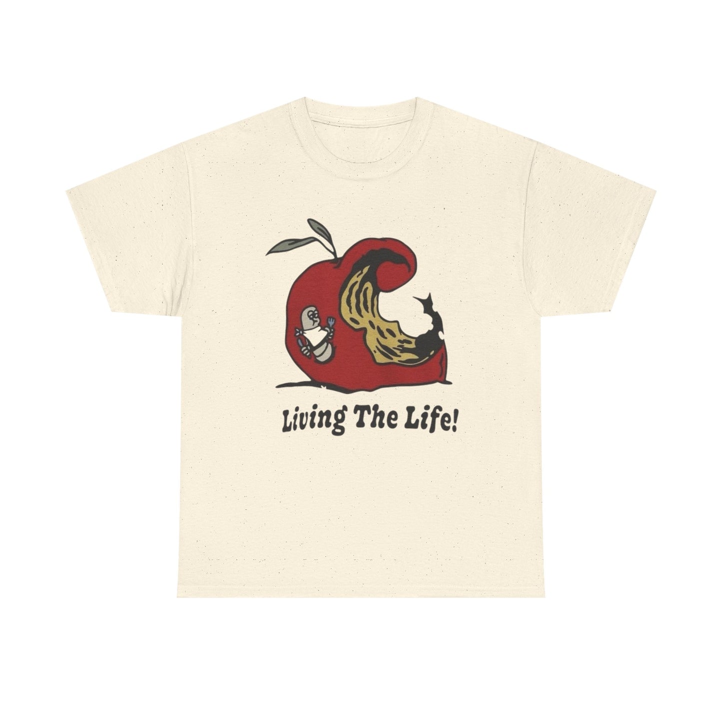 Living The Life Apple Vintage Graphic T Shirt ADULT NEW Heavy Cotton Tee