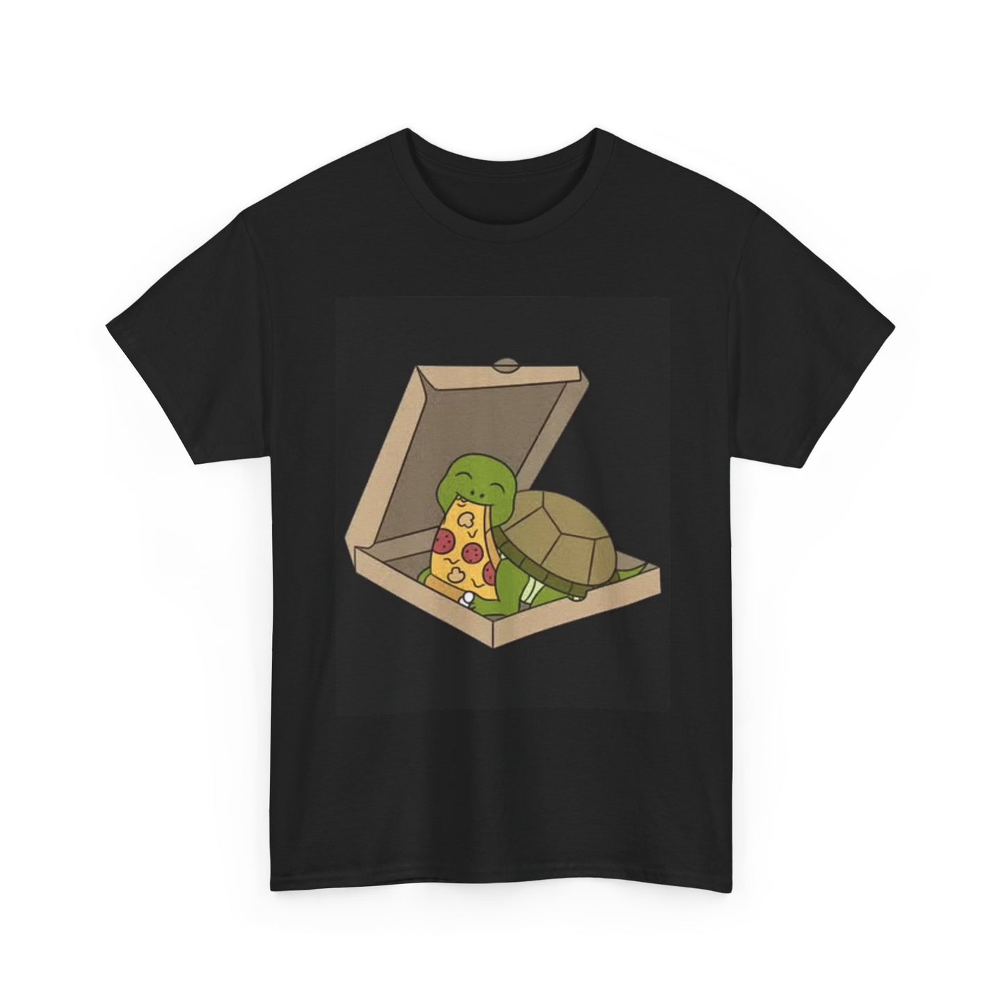 Turtle Pizza Funny Graphic T Shirt Retro 90s Kids Ninja Unisex Heavy Cotton Tee