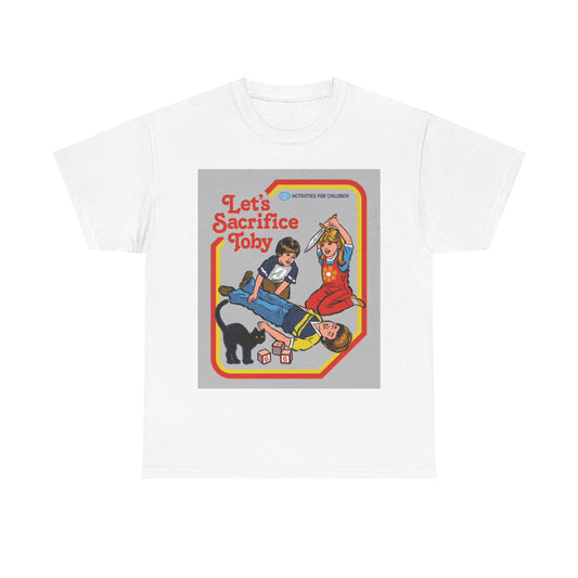 Funny Kids Tshirt Lets Sacrifice Comedy Graphic Gaming Unisex Heavy Cotton Tee