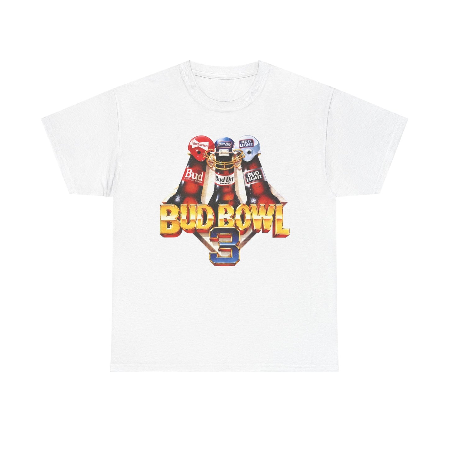 Bud Bowl Vintage Beer Graphic T-Shirt Unisex Heavy Cotton Tee Gift NEW