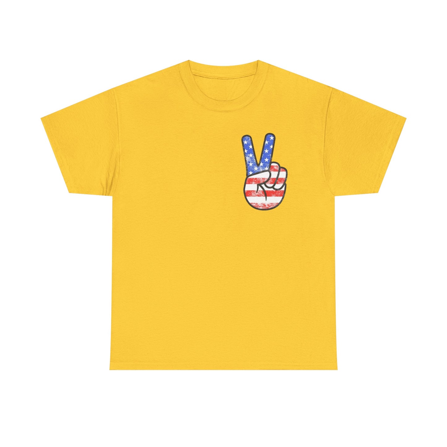 American Flag Peace Sign Retro Graphic T Shirt Adult New Tee