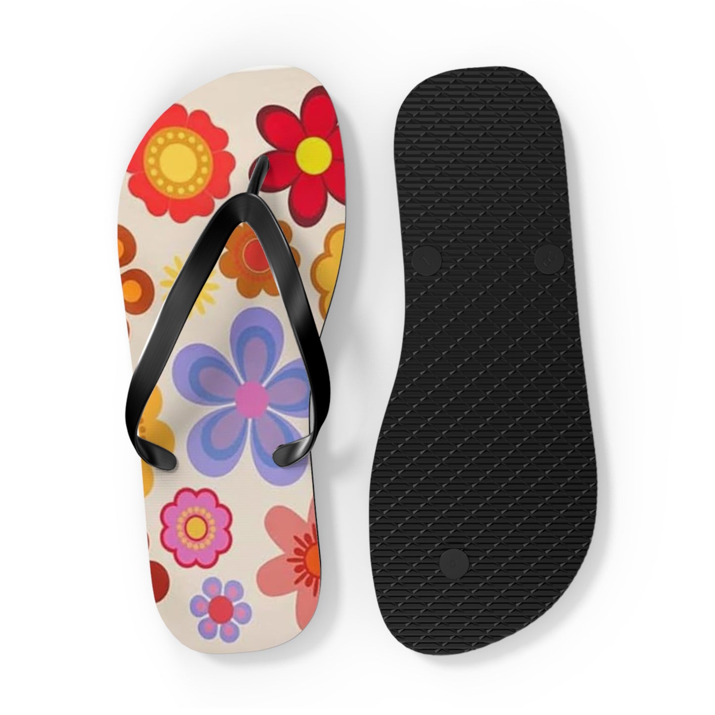 Waves And Sun Sandals Groovy Summer Flip Flops Slides BRAND NEW