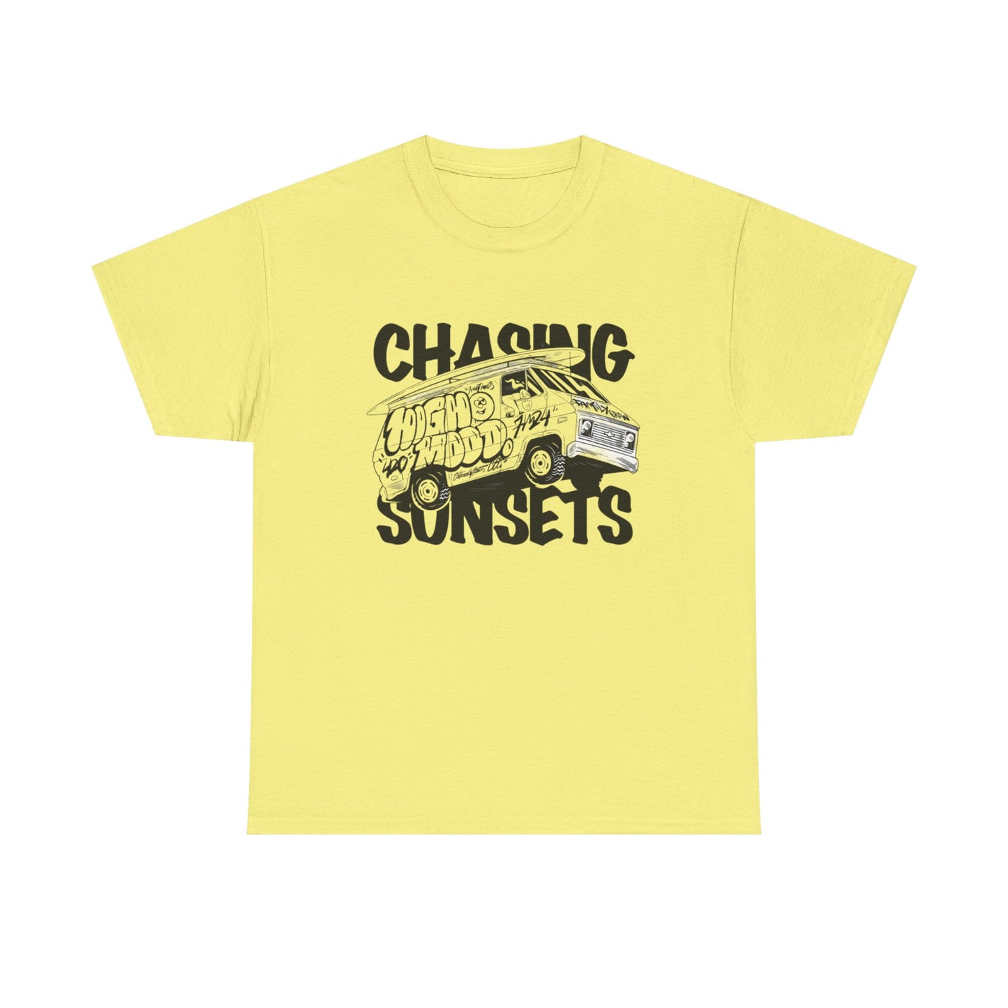 Chasing Sunsets Surfing Graphic T Shirt NEW Unisex Heavy Cotton Tee