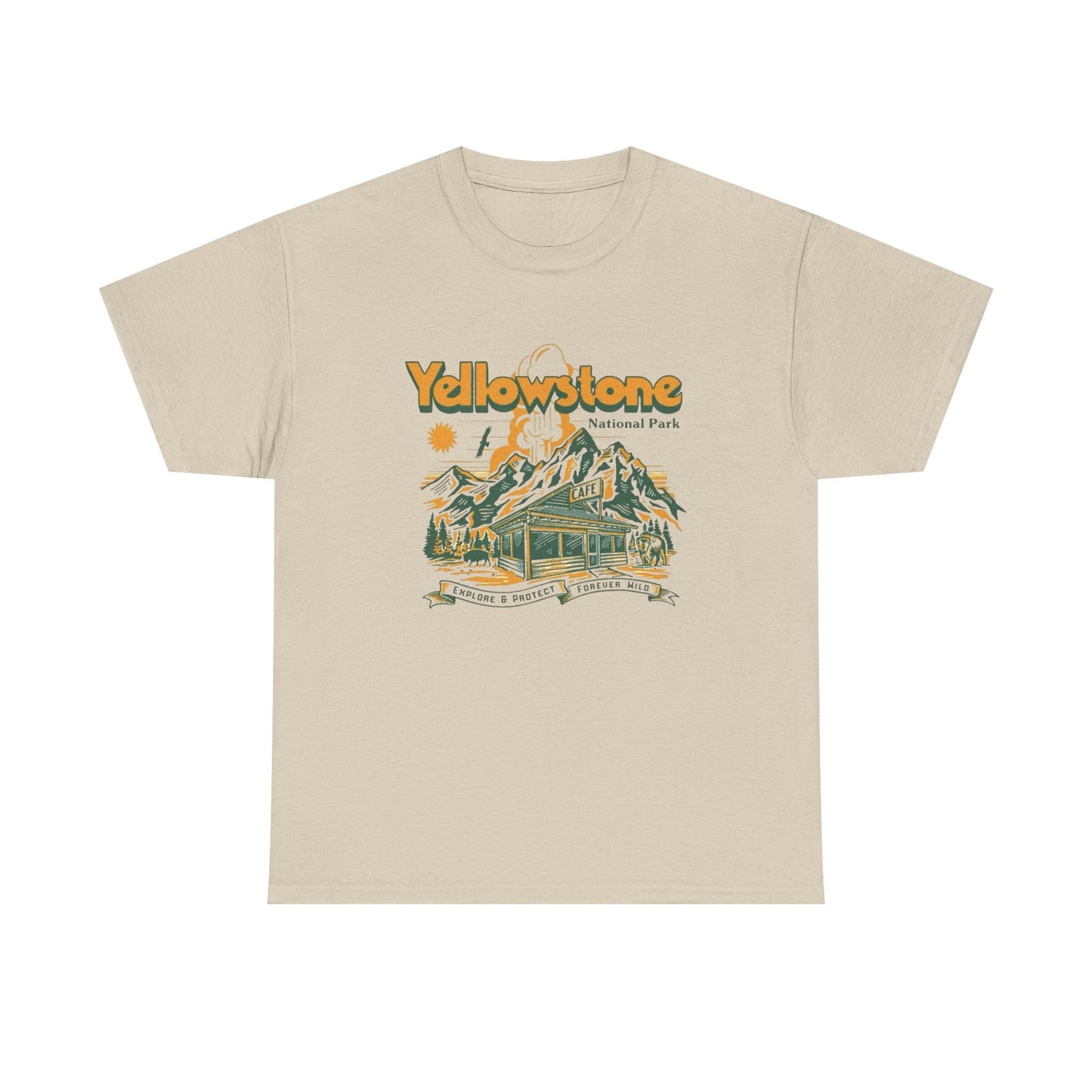 Yellowstone National Park Retro Graphic T Shirt Unisex Heavy Cotton Tee