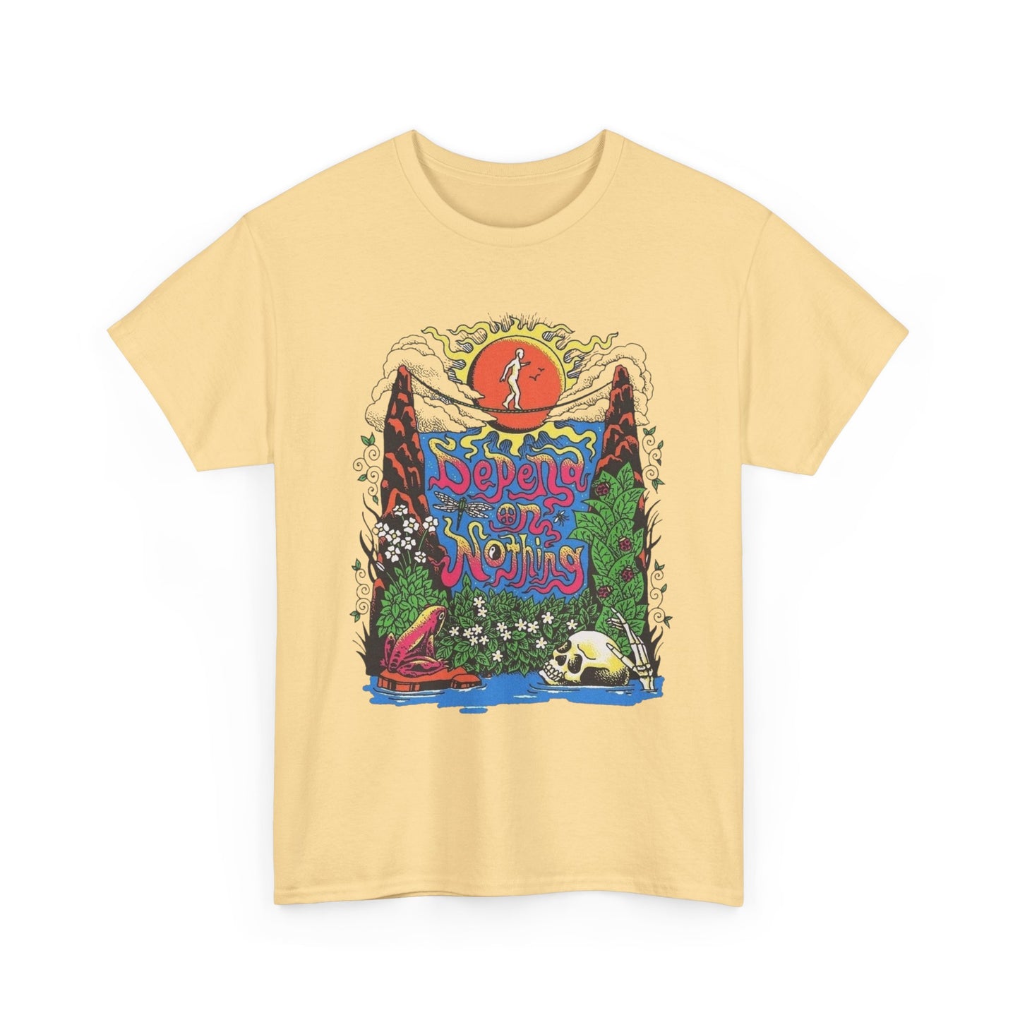 Depend On Nothing Peace Graphic T Shirt NEW Adult Regular Heavy Cotton Tee