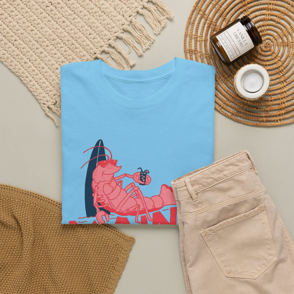 Maine York Beach Lobster Tee | Coastal Vacation Shirt Men's Graphic T Shirt