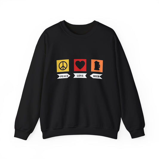 Peace Love Beer Funny Sweater NEW Unisex Heavy Blend™ Crewneck Sweatshirt