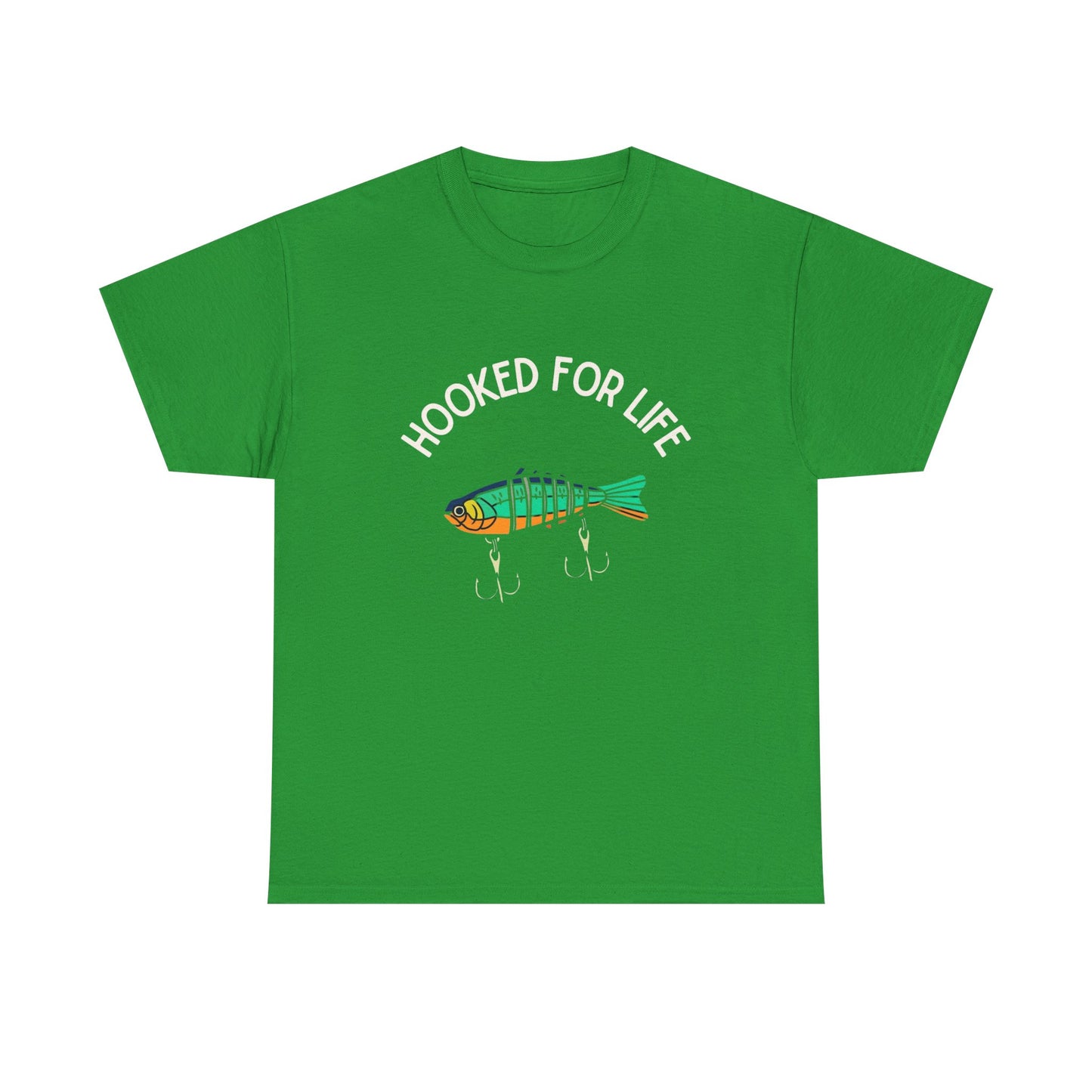 Hooked For Life Fishing Graphic T Shirt NEW Adult Unisex Heavy Cotton Tee