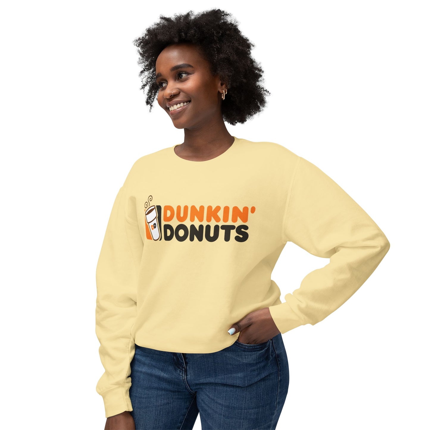 Dunkin Donuts Graphic Retro Logo Coffee Lover Lightweight Crewneck Sweatshirt