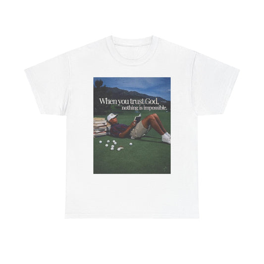 Tiger Woods Trust God Golfing Graphic T Shirt S-5XL Unisex Heavy Cotton Tee