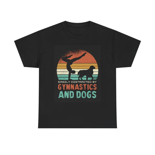 Gymnastics And Dogs Graphic T Shirt Funny Unisex Heavy Cotton Tee