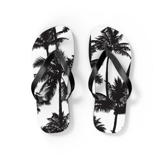 Black And White Palm Trees Sandals Summer Flip Flops Slides BRAND NEW