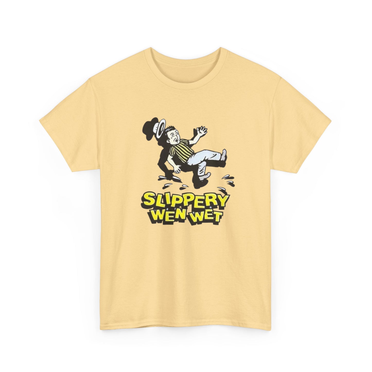 Slippery When Wet Funny Graphic T-Shirt Unisex Heavy Cotton Tee