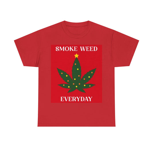 Smoke Weed Everyday Funny Christmas Shirt Unisex Heavy Cotton Tee
