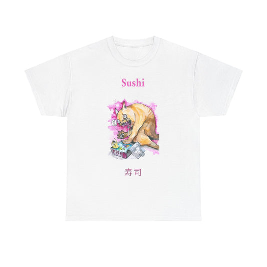 Sushi T Shirt Funny Retro Japanese Comic Art Unisex Heavy Cotton Tee