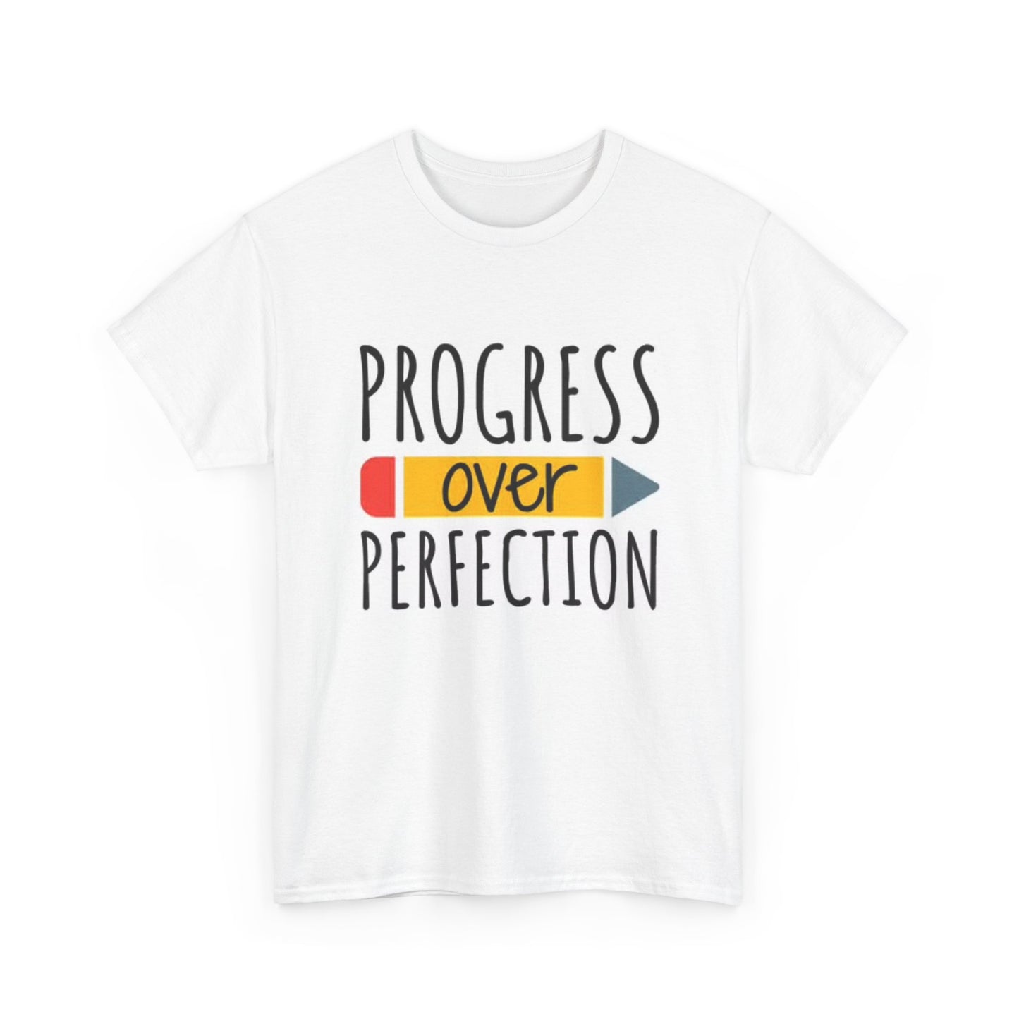 Progress Over Perfection Graphic T Shirt Teacher Learning Unisex Heavy Cotton