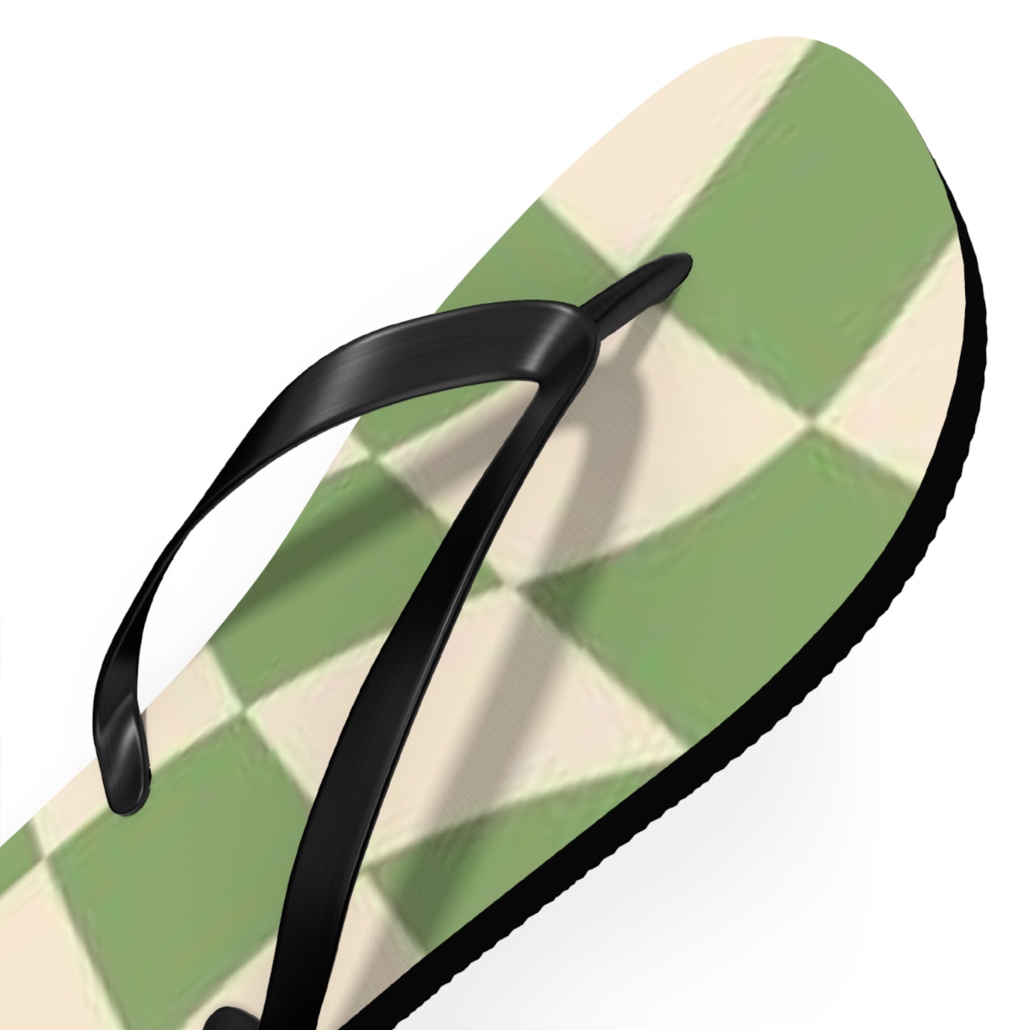 Checkered Wavy Green Sandals, Beach Shoes, Vacation Flip Flops, Pool Slides