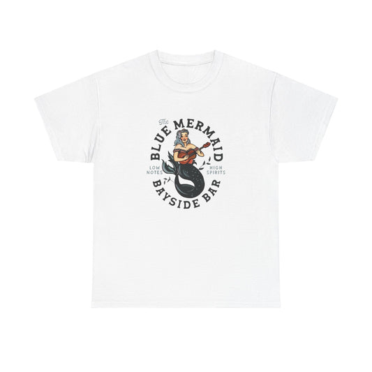 Blue Mermaid Bayside Bar Retro Graphic T Shirt Unisex Heavy Cotton Tee
