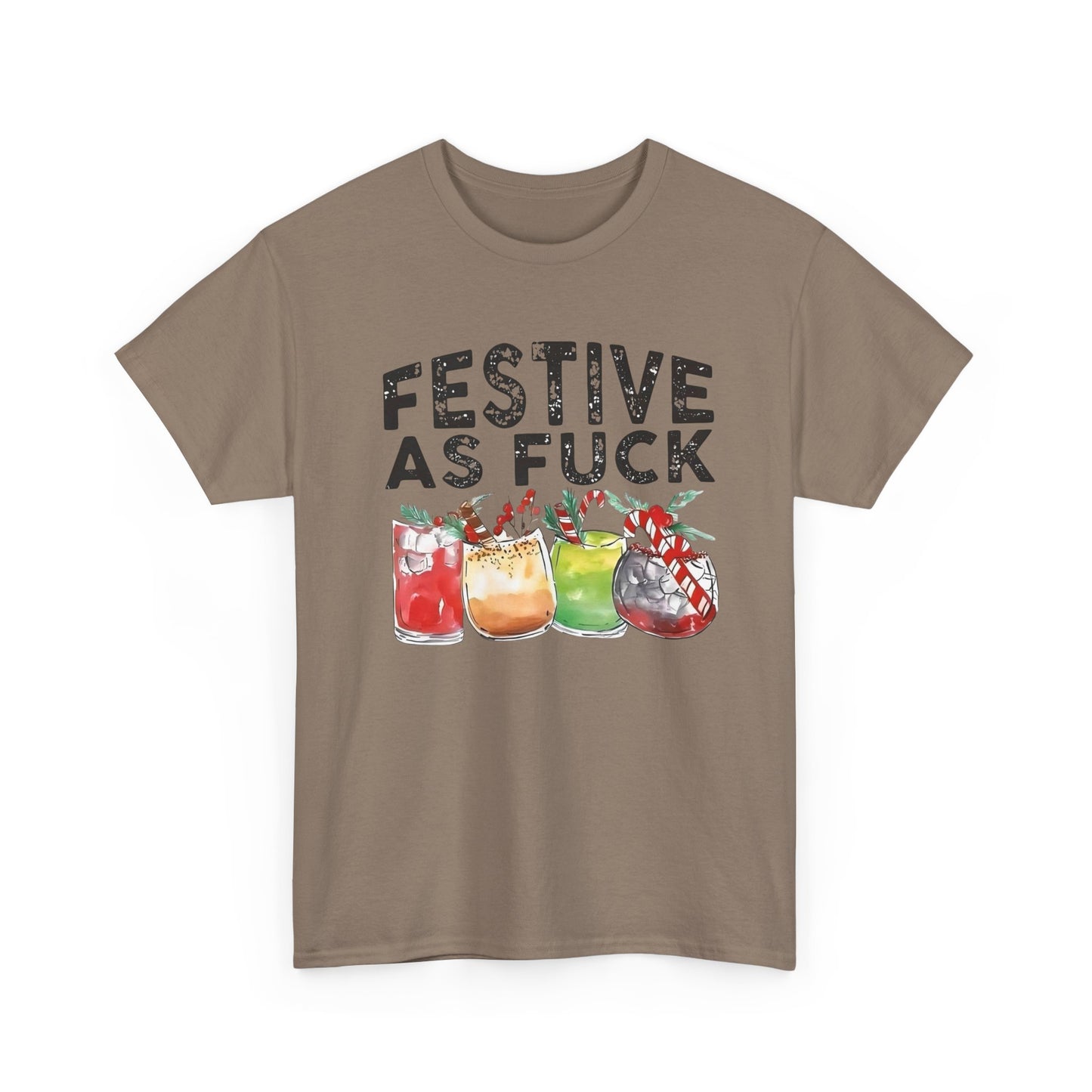 Festive AF Funny Christmas Spirit Graphic T Shirt ADULT NEW