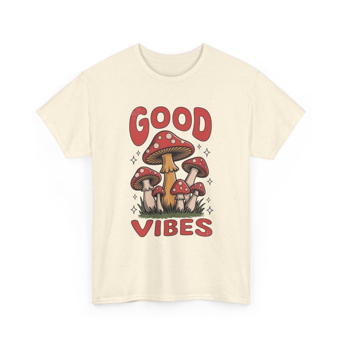 Good Vibes Mushrooms Graphic T Shirt Unisex Heavy Cotton Tee