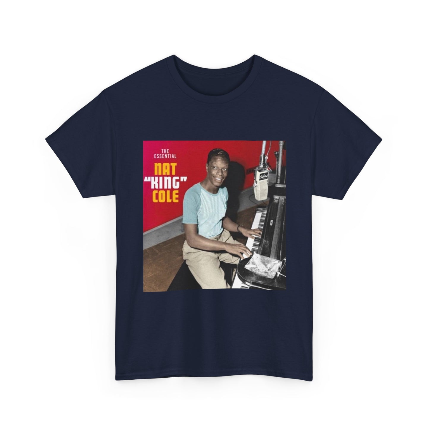 Nat King Cole Tshirt Vintage Piano Concert Poster retro Unisex Heavy Cotton Tee