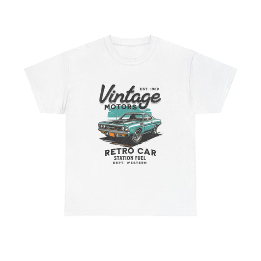 Vintage Motors Graphic T Shirt Retro Muscle Cars Unisex Heavy Cotton Tee