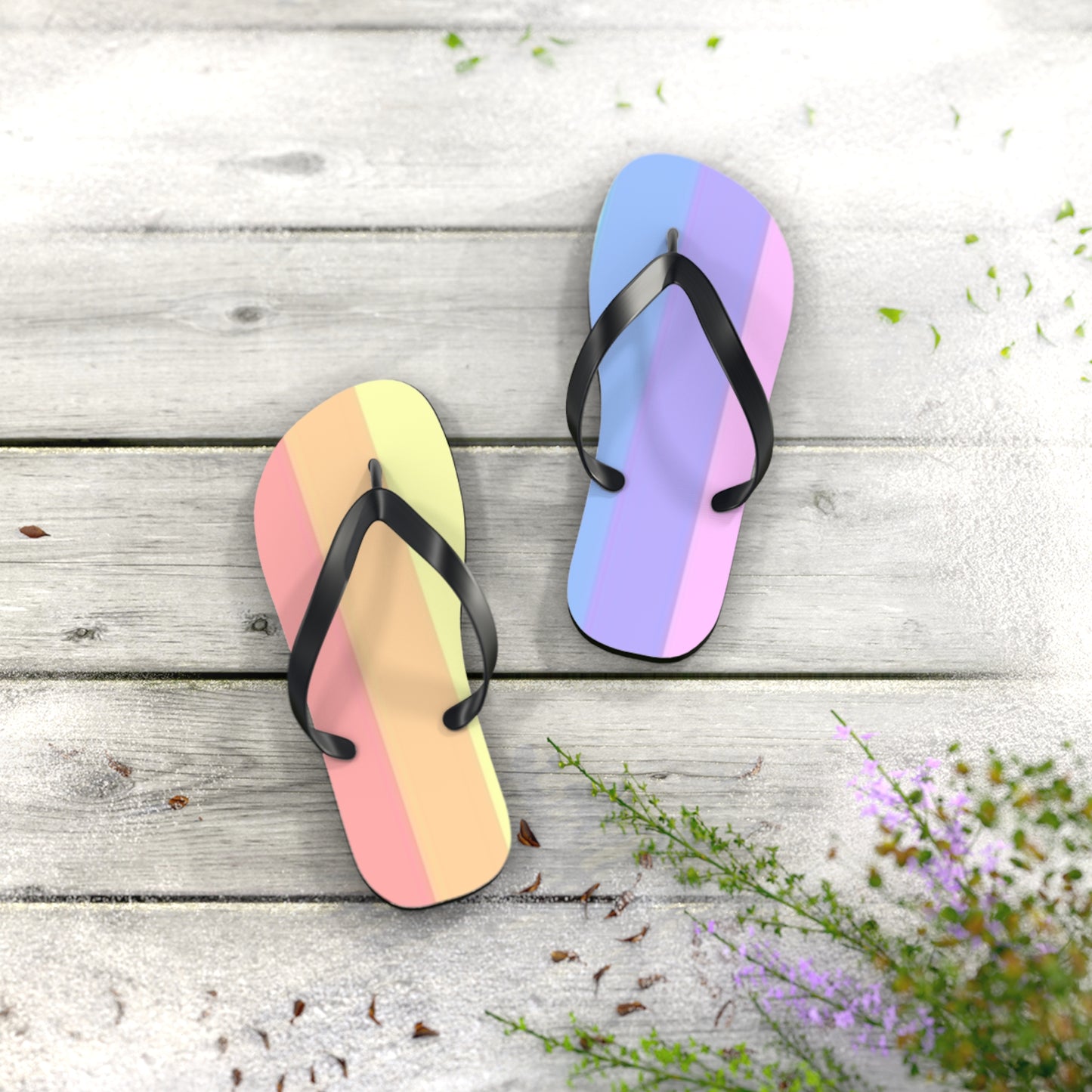 Rainbow Beach Sandals, Slides for Summer, Flip Flops, Water Resistant