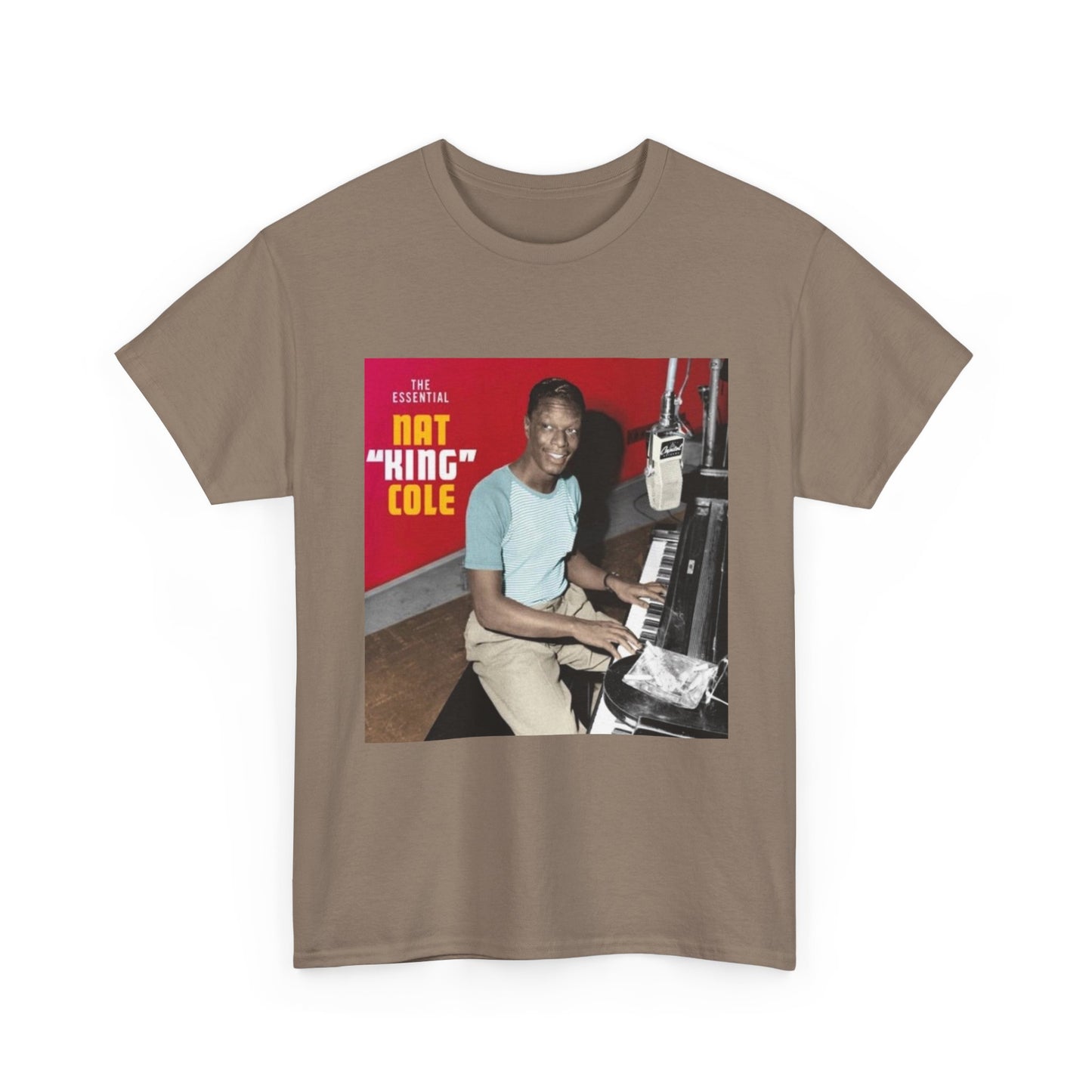Nat King Cole Tshirt Vintage Piano Concert Poster retro Unisex Heavy Cotton Tee