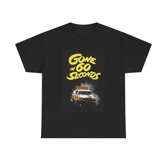 Gone in 60 Seconds Tshirt Vintage Ford Mustang Retro Poster Unisex Heavy Cotton