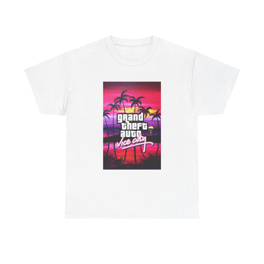 Grand Theft Auto Tshirt Vice City Retro Gaming Graphic Unisex Heavy Cotton Tee 0