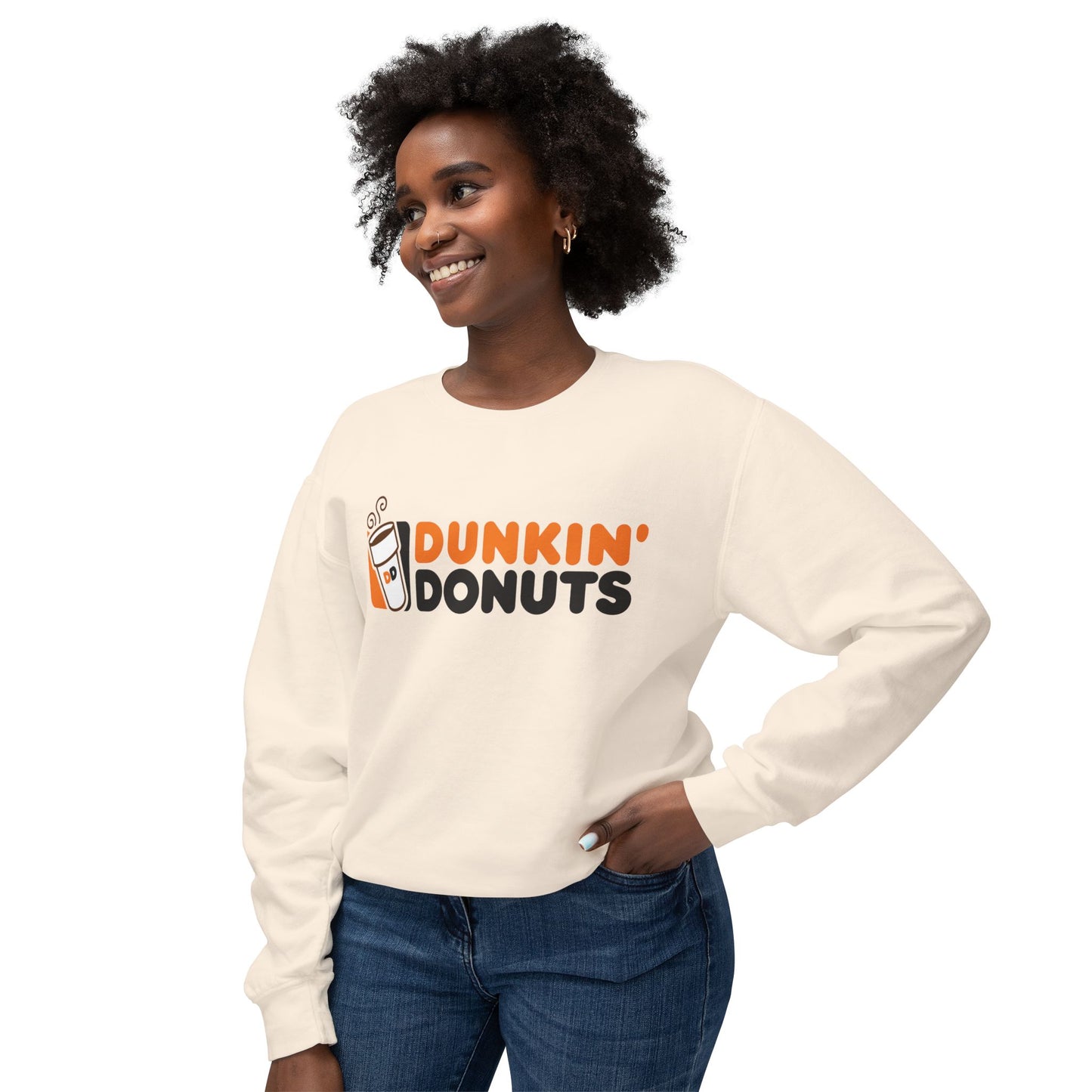 Dunkin Donuts Graphic Retro Logo Coffee Lover Lightweight Crewneck Sweatshirt