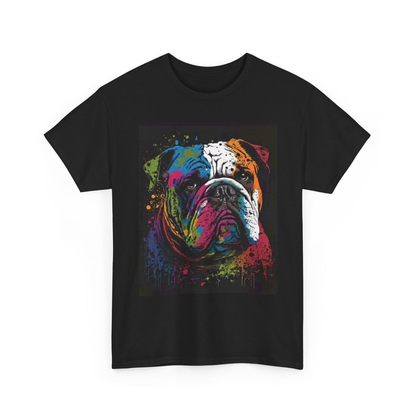 English Bulldog Graphic T Shirt Retro Painting Unisex Heavy Cotton Tee