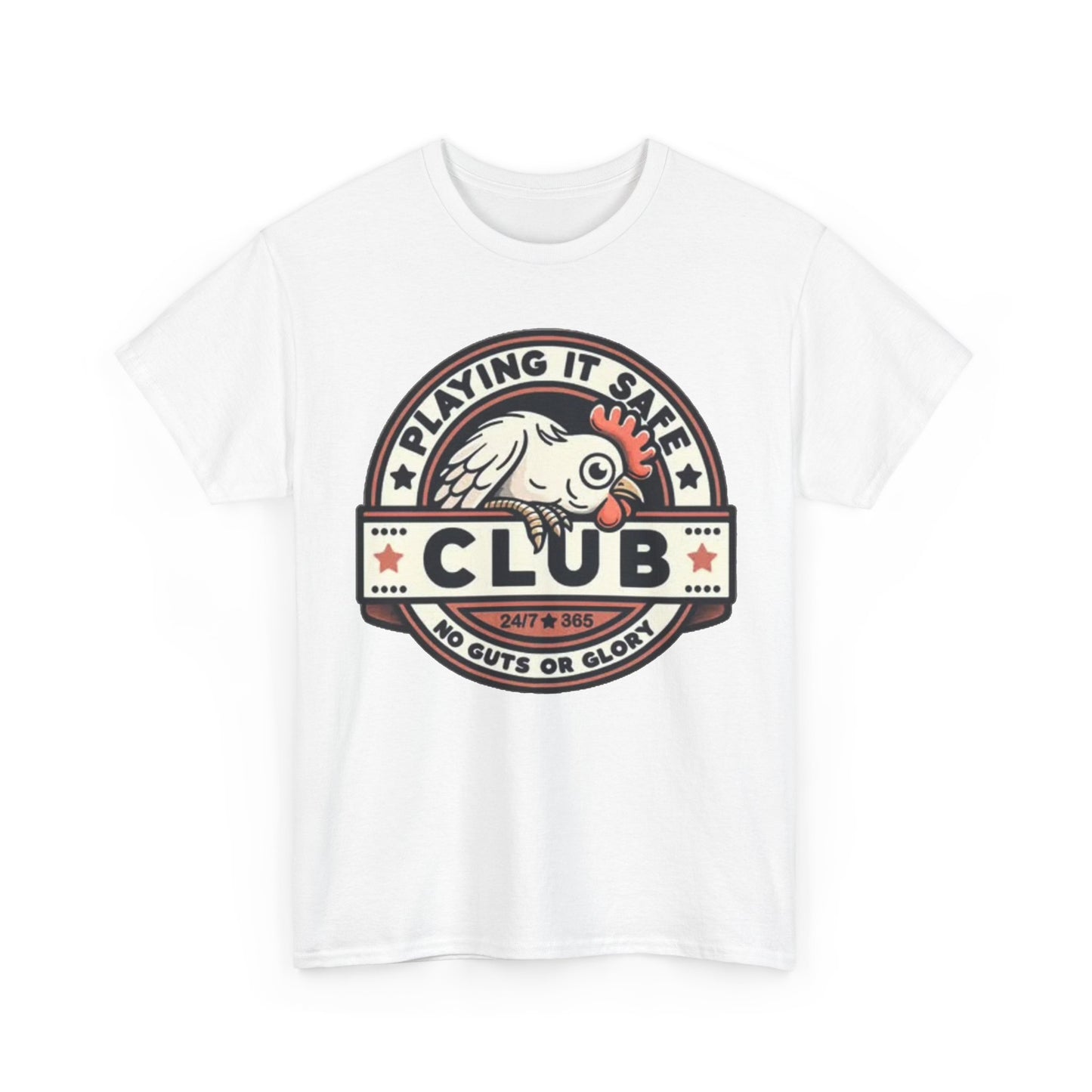 Playing It Safe Rooster Club Shirt Funny Graphic Birds Unisex Heavy Cotton Tee