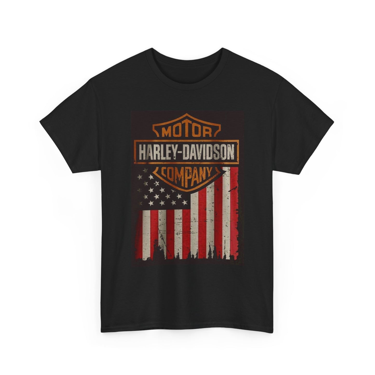 Harley Davidson Graphic T Shirt American Flag Vintage Unisex Heavy Cotton Tee