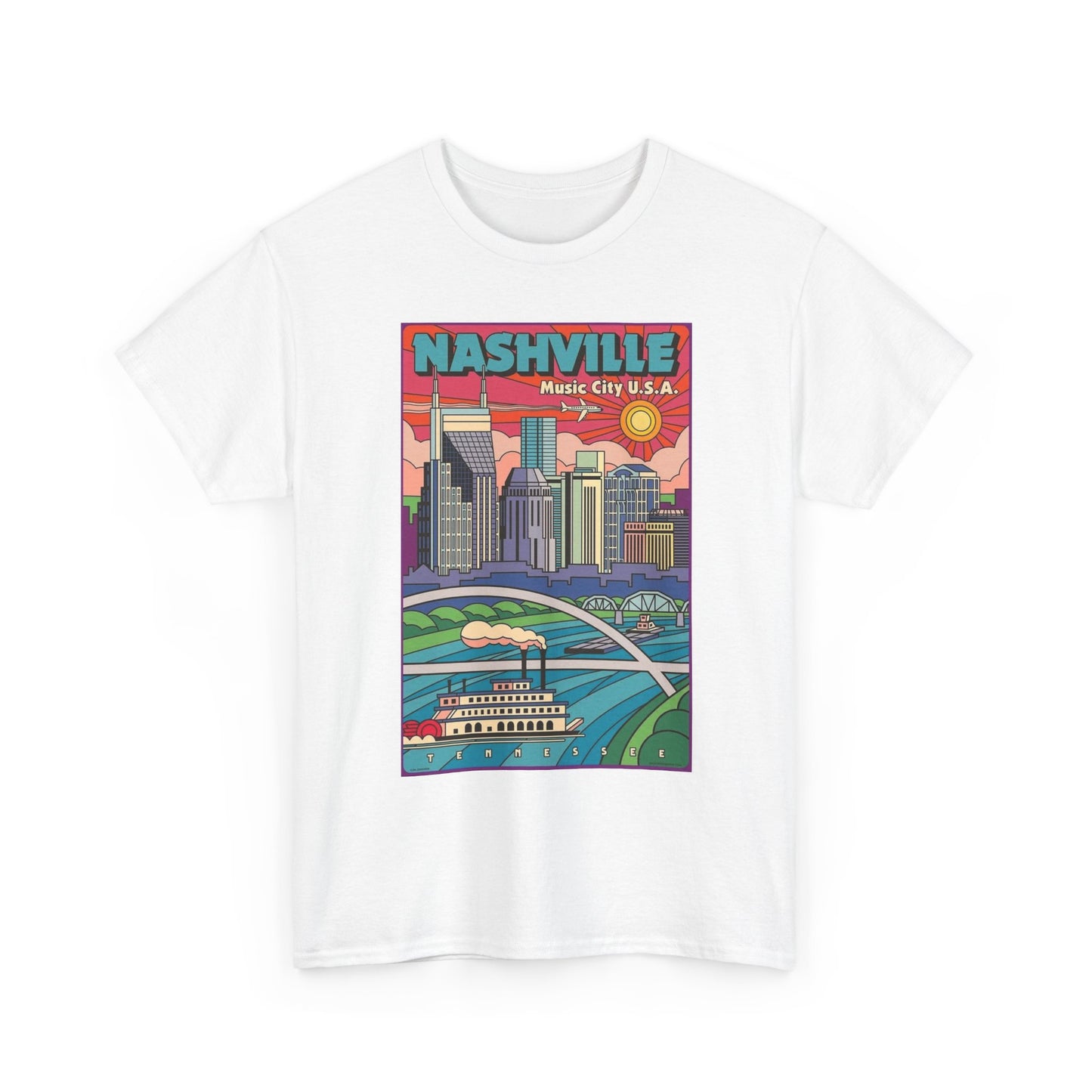 Nashville Graphic T Shirt Retro Tennessee Unisex Heavy Cotton Tee