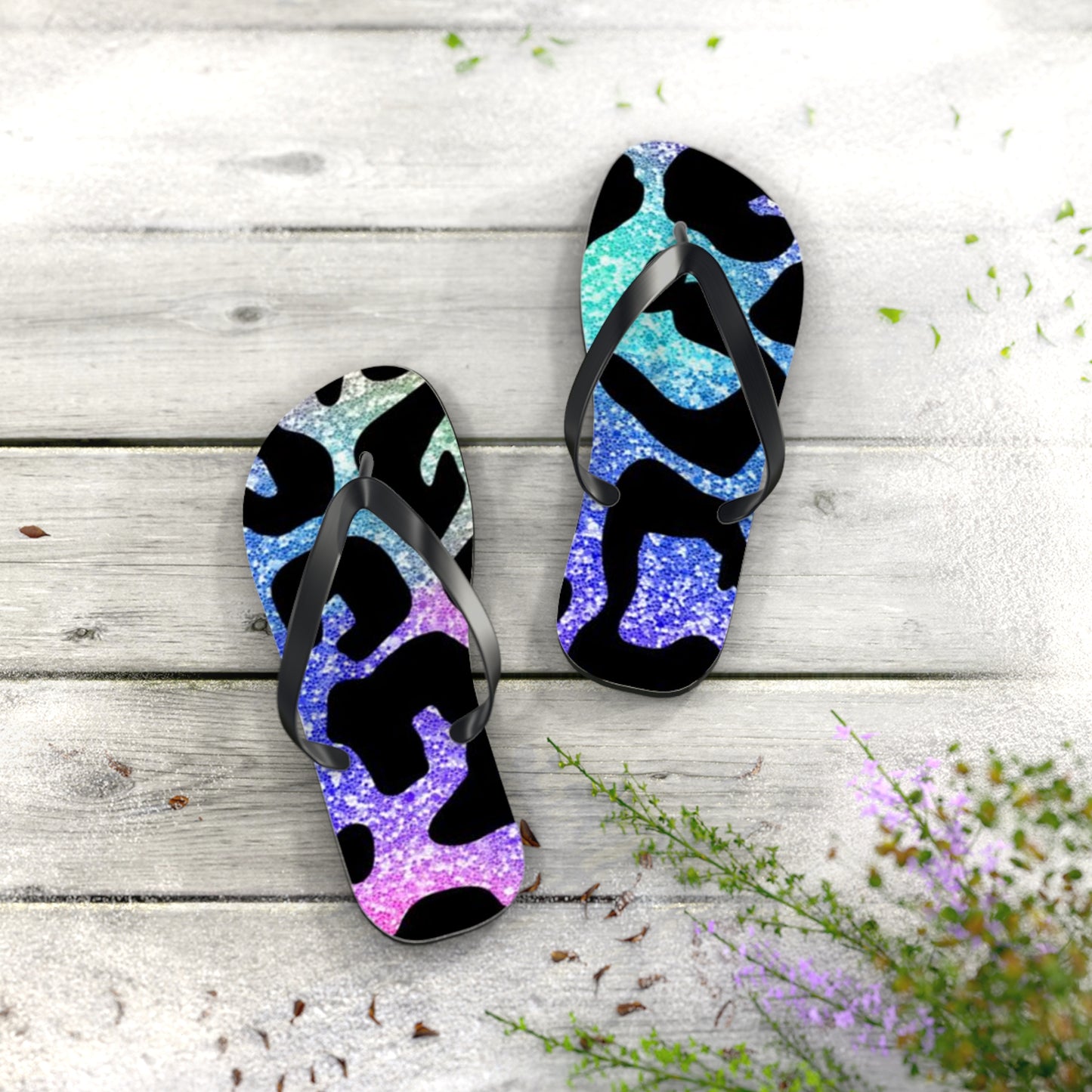 Glitter Animal Beach Sandals, Slides for Summer, Flip Flops, Water Resistant