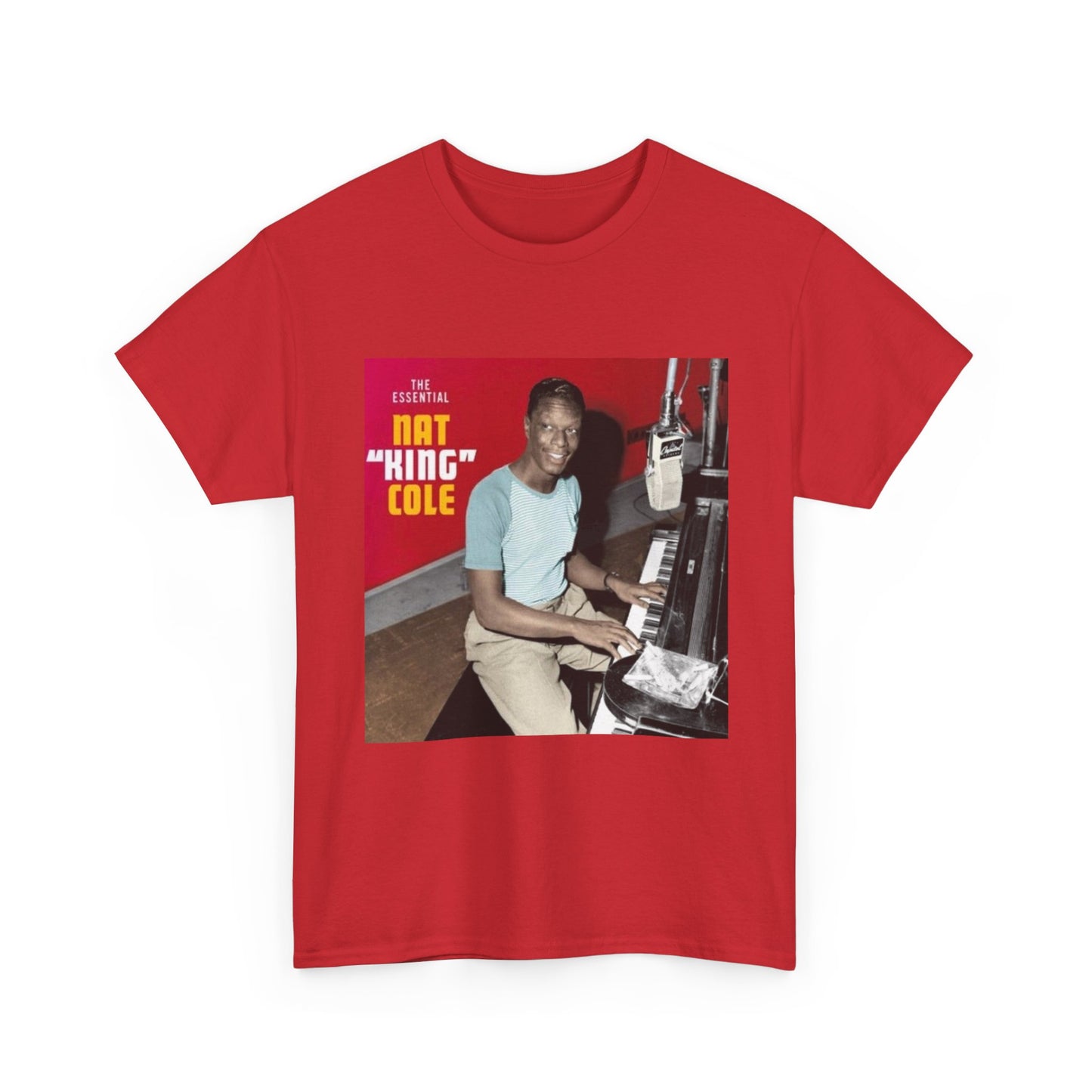 Nat King Cole Tshirt Vintage Piano Concert Poster retro Unisex Heavy Cotton Tee