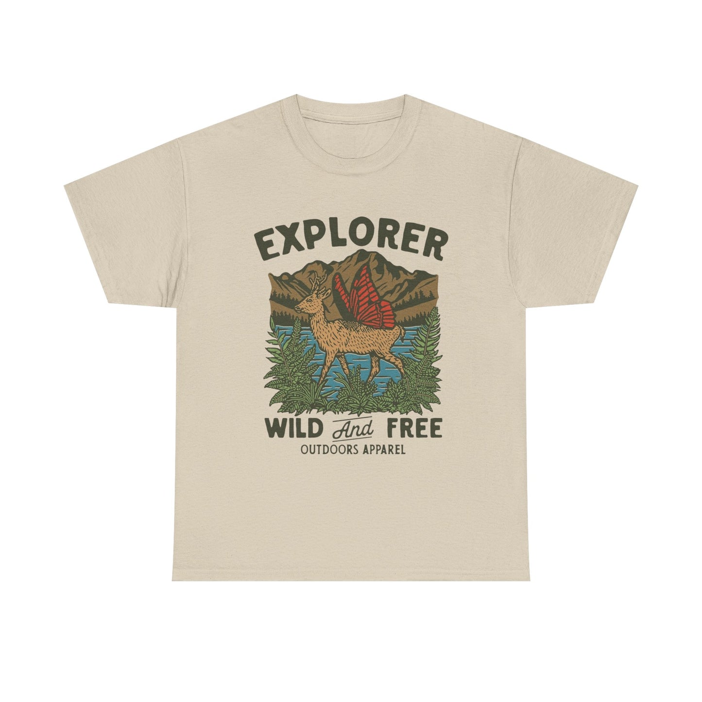 Explorer Wild And Free Graphic T Shirt Unisex Heavy Cotton Tee